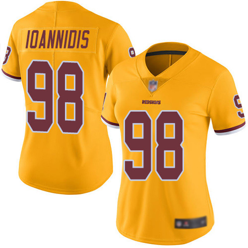 Washington Redskins Limited Gold Women Matt Ioannidis Jersey NFL Football 98 Rush Vapor